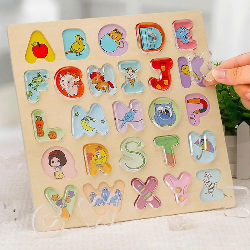 Lern-Puzzle-Spielzeug Alphabet-Lernspielzeug Holzbrett-Puzzle Lern-Lehr-Requisiten Eltern-Kind-Interaktives Spielzeug