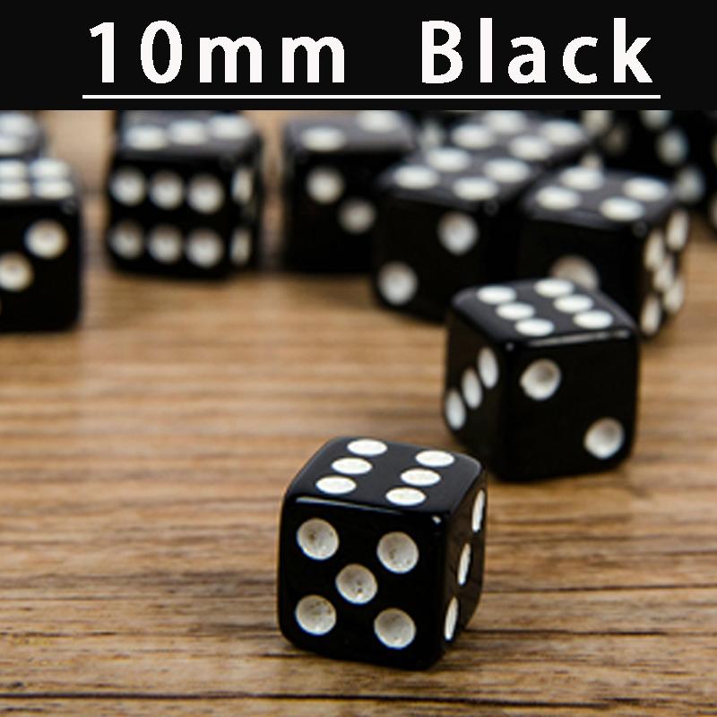 

50 шт., 8 мм, 10 мм, квадратные кости, игра-головоломка, отправить детям, 6-гранные кости, сделай сам, игровой аксессуар, маленький размер, 8 мм, черный, белый куб 10mm Black