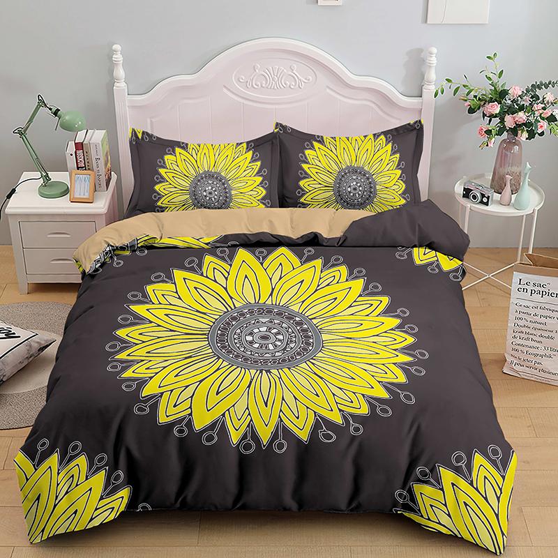 High-End Premium 3D Colorful Flowers King Quen Double Soft Duvet Cover Floral Beding Set Women Comfortable Quilt Cover Black Warm Comforter Cover