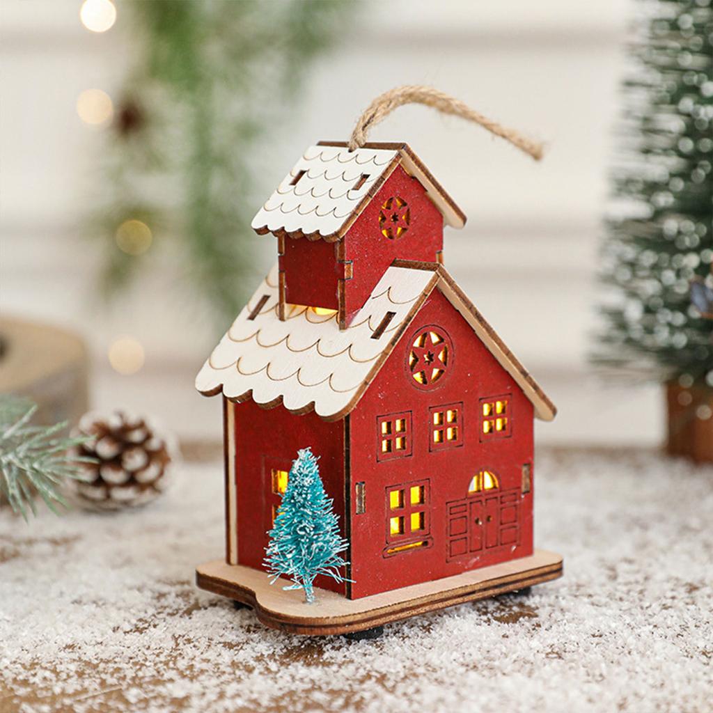 Christmas Wood Cabin with LED Lights Warmly Lit Christmas Timber Cottage Festive Seasonal Decoration for Family Home