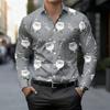Weihnachten Langarmhemd Kragen Herren Button-Up Hemd Herbst Weihnachten Schneemann 3D-Druck Langarm Herren Feiertagsparty Oberteile