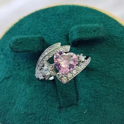 Joyería Imitación Amor Zir*****Anillo Bolígrafo para Mujer Galvanizado Incrustado 8*8 Circonita Anillo Diamante Rosa de Amor