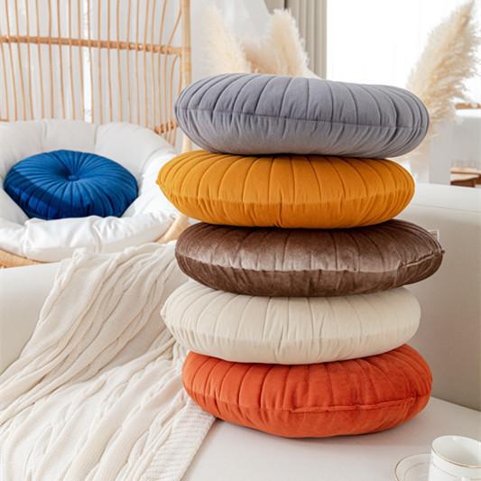 Nordic Candy Color Round Quilted Pumpkin Pillow Lumbar Pillow Floor Cushion Sofa Bay Window Pillow Cushion