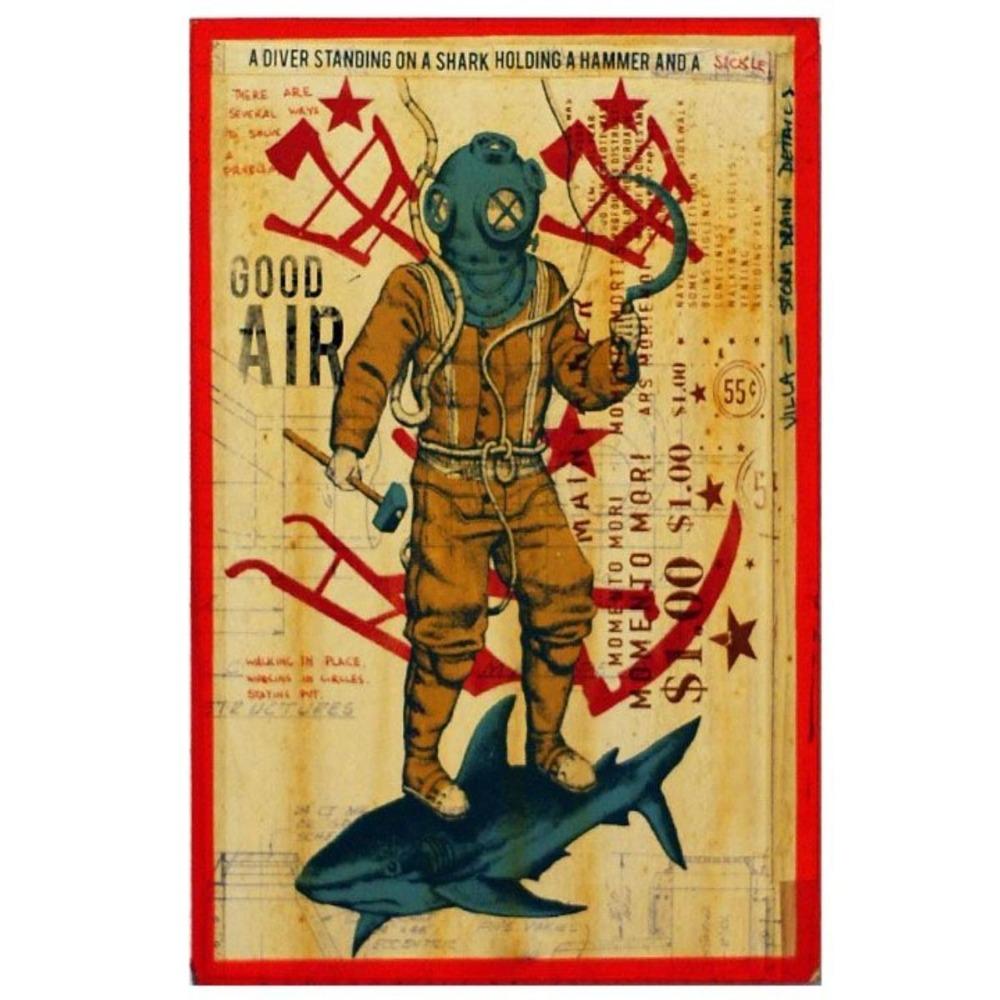 Vintage Tin Sign Diver Submarine Nautical Metal Poster Wall Art Decor For Home Bar Office