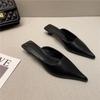 New Low Heel Slippers Close Toe Outdoor Mules Casual Pumps Street Style Woman Sandals Slip On Half Slippers Loafers