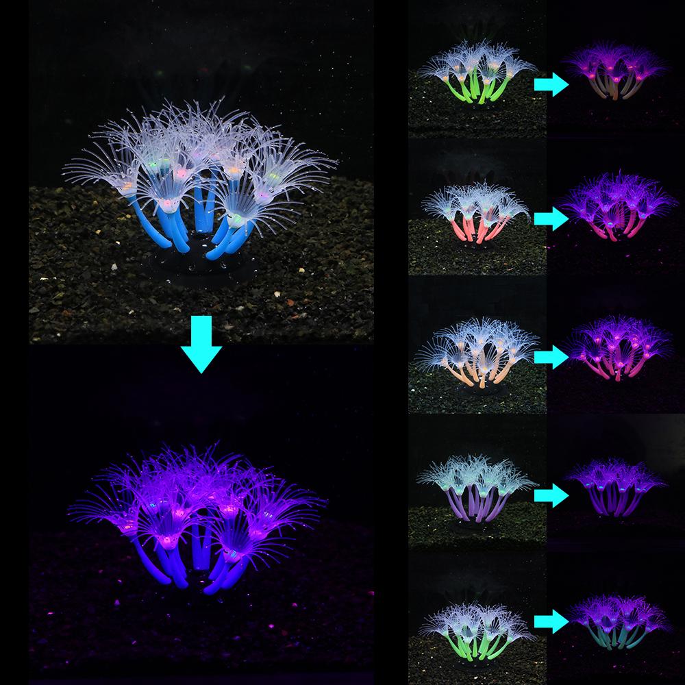Fluorescence Artificial Coral Sunflower Plant for Aquarium Decorative Fish Tank Ornament,Safe for Fish Realistic Underwater Deco
