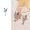1pc Sliver French Chic Nail Charms Zircon Bows Figure Nail Parts DIY Elegant Nail Art Decoration for Manicure Nail Accessories