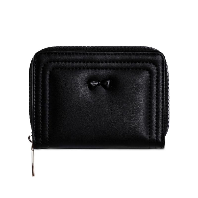 Женские Маленькие Компактные Кошельки из Искусственной Кожи Клатчи Держатели для Карт Женский Кошелек Сумка для Денег Клатч Складывающиеся Кошельки чёрный 990₽