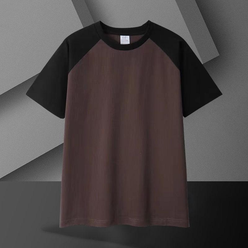 

Men s Summer Loose-Fit, Patchwork, Quick-Dry Ice Silk Short-Sleeve T-Shirt: Minimalist Round-Neck Pullover for Teens 4XL коричневий