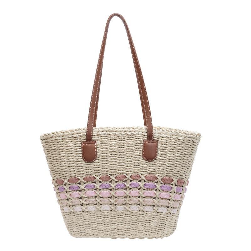 Women's portable treasure vegetable basket straw beach bag spring new large-capacity tote bag travel leisure bag