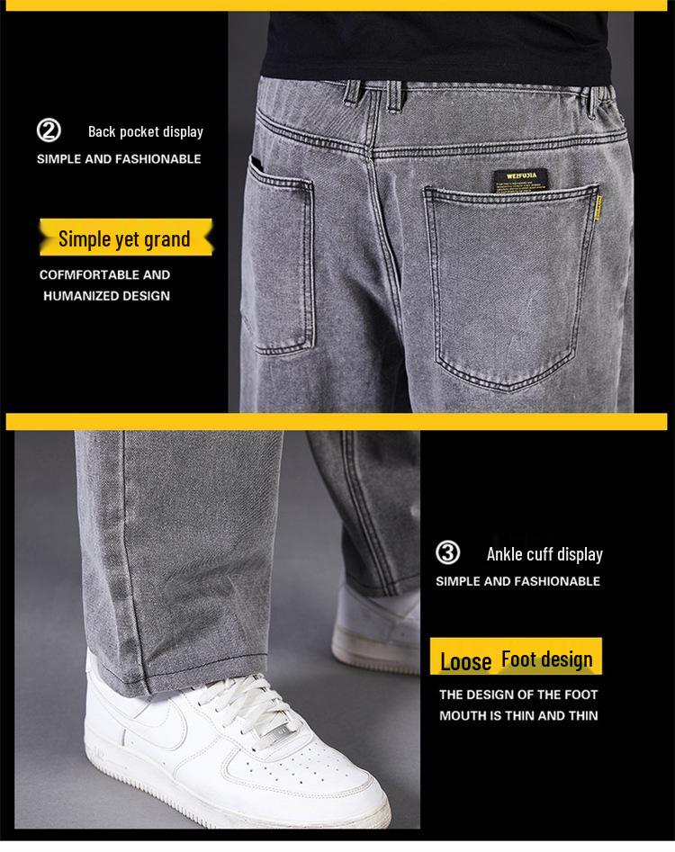 Jeans de Otoño para Hombre Talla Grande - Corte Holgado, Pierna Ancha, Cintura Elástica