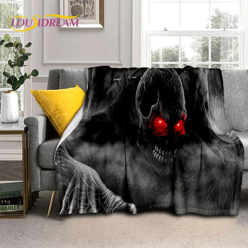 Horror Gothic Skull Ghost Cartoon  Blanket,Soft Throw Blanket for Home Bedroom Bed Sofa Picnic Travel Office Cover Blanket Kids
