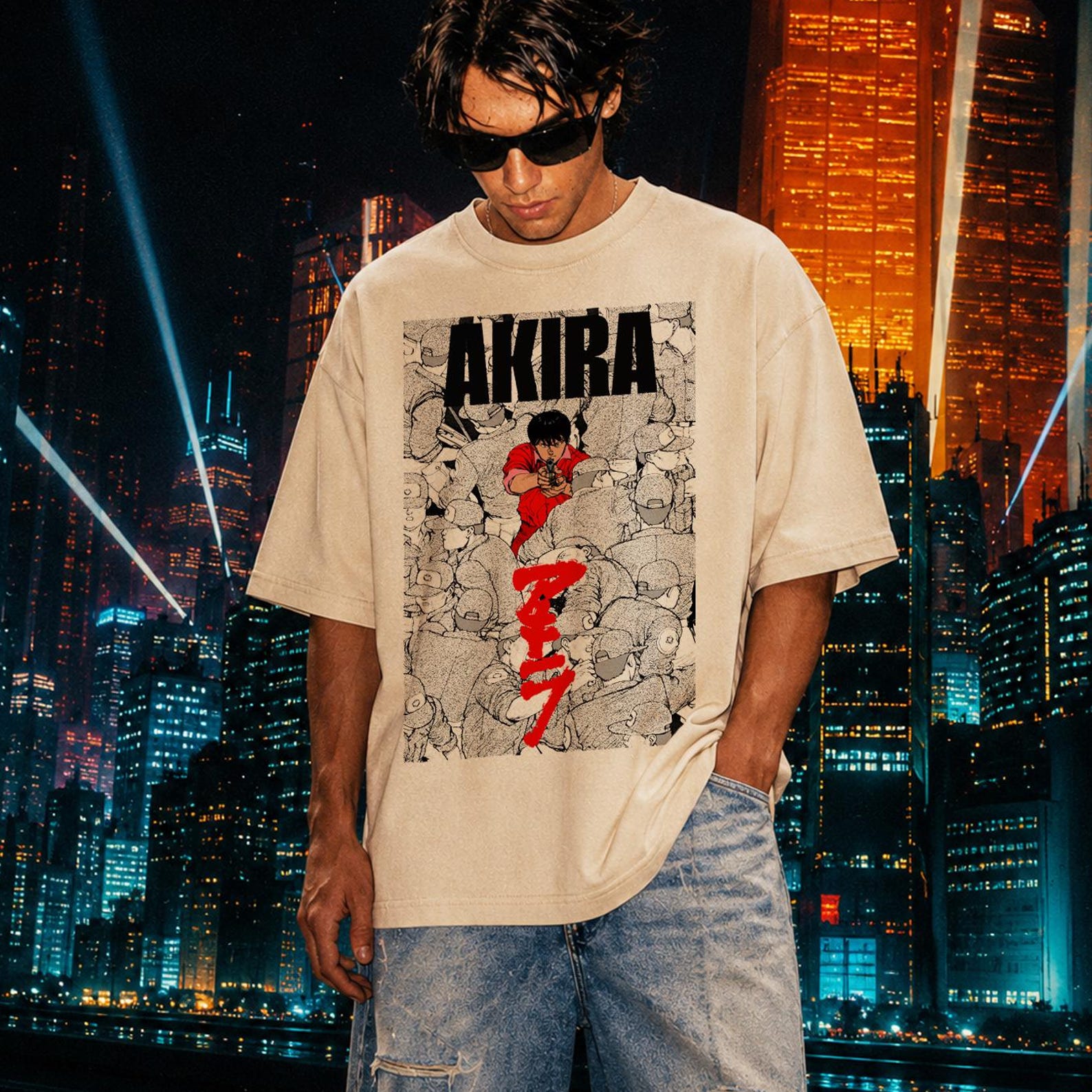 Akira Inspired Vintage Wash T-Shirt, Anime Streetwear Tee, Manga Graphic Shirt, Oversized Cyberpunk Retro Future 3XL