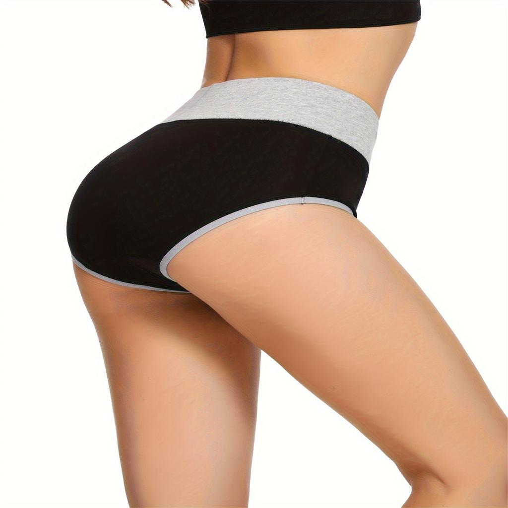 5 Pack High Waisted Briefs for Women Cotton Stretchy Full Coverage Panties Soft Everyday Underwear with Tummy Control Black