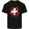 Torn Switzerland Flag Swiss Day Football Unisexs Light Cotton TShirt