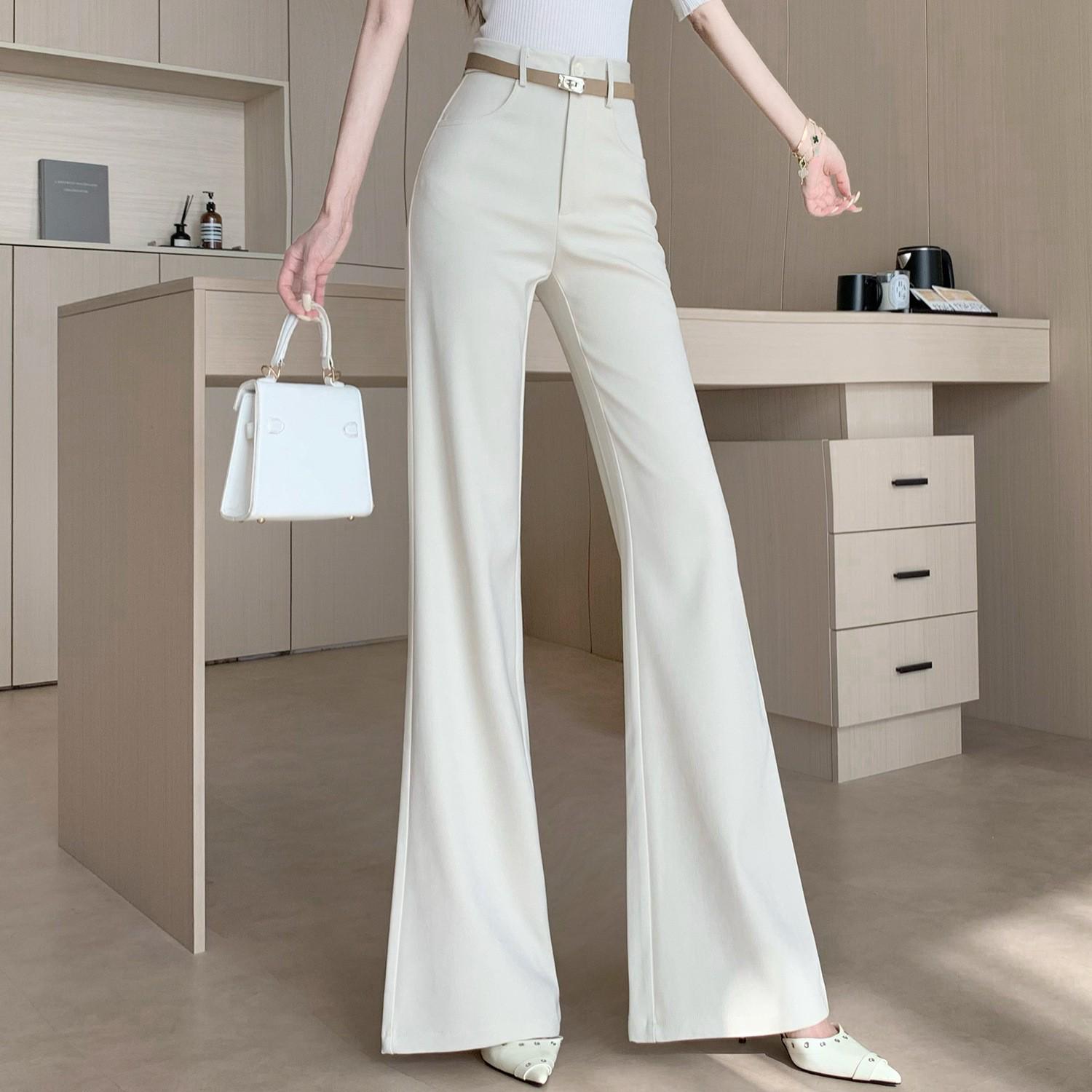 Women s High-Waist Micro-Flare Apricot Suit Pants - Early Spring Collection 2026 Medium