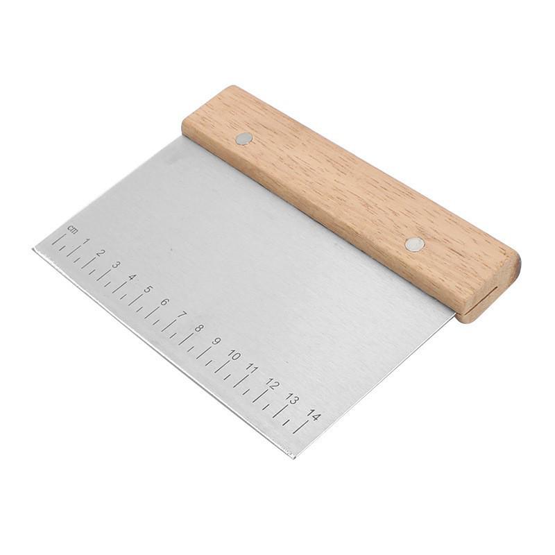 Multifunctional Stainless Steel Dough & Cream Scraper with Wooden Handle