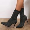 Seksowne skarpetki buty dziewiarskie elastyczne buty wysokie obcasy dla kobiet modne buty wiosenne jesienne botki kobiece rozmiar 42