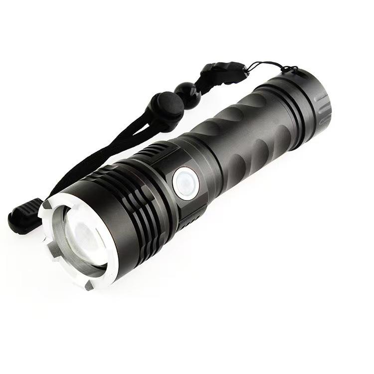 Portable USB Rechargeable LED Flashlight with Zoom, Long Battery Life, and Strong Outdoor Range