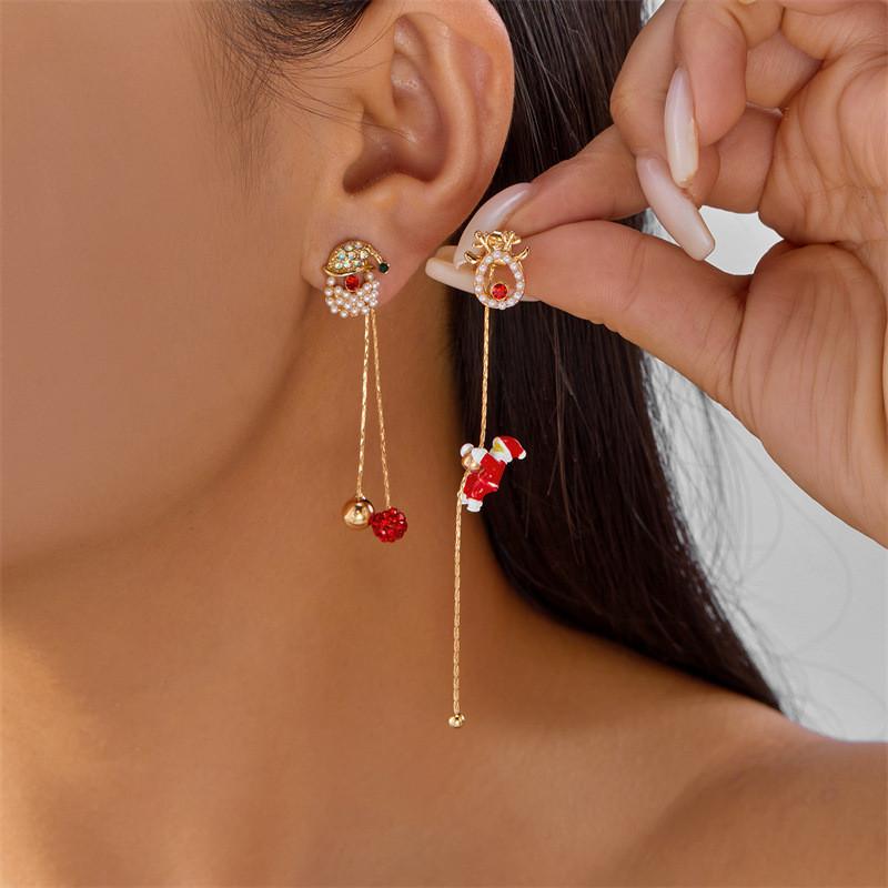 Christmas Snowman Star Shape Alloy Earrings For Women Holiday Festive Jewelry