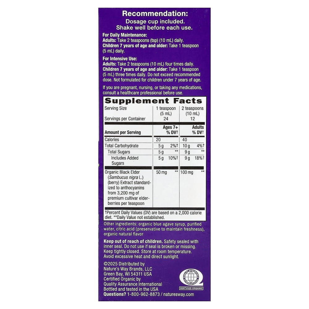 Nature's Way Standardized Sambucus Elderberry Syrup 120ml (4 Fl Oz)