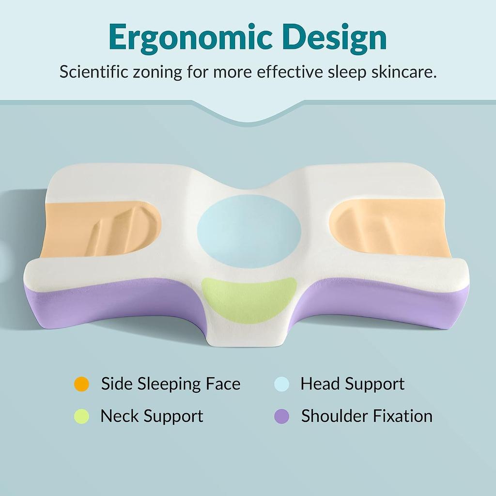 Side Sleeper Pillow for Neck and Shoulder Pain Wrinkle Prevention - Beauty Pillow for Anti Wrinkle & Anti Aging.