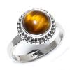 Natural Tiger Eye Gemstone Handmade 925 Sterling Silver Jewelry Ring Size 7 E2C11