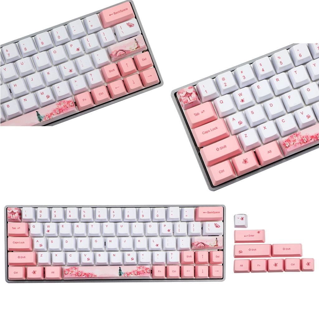 Sakura Dye-Sublimation Mechanical Keyboard Cute Keycaps PBT OEM Profile Keycap For GH60 GK61 GK64 Keyboard