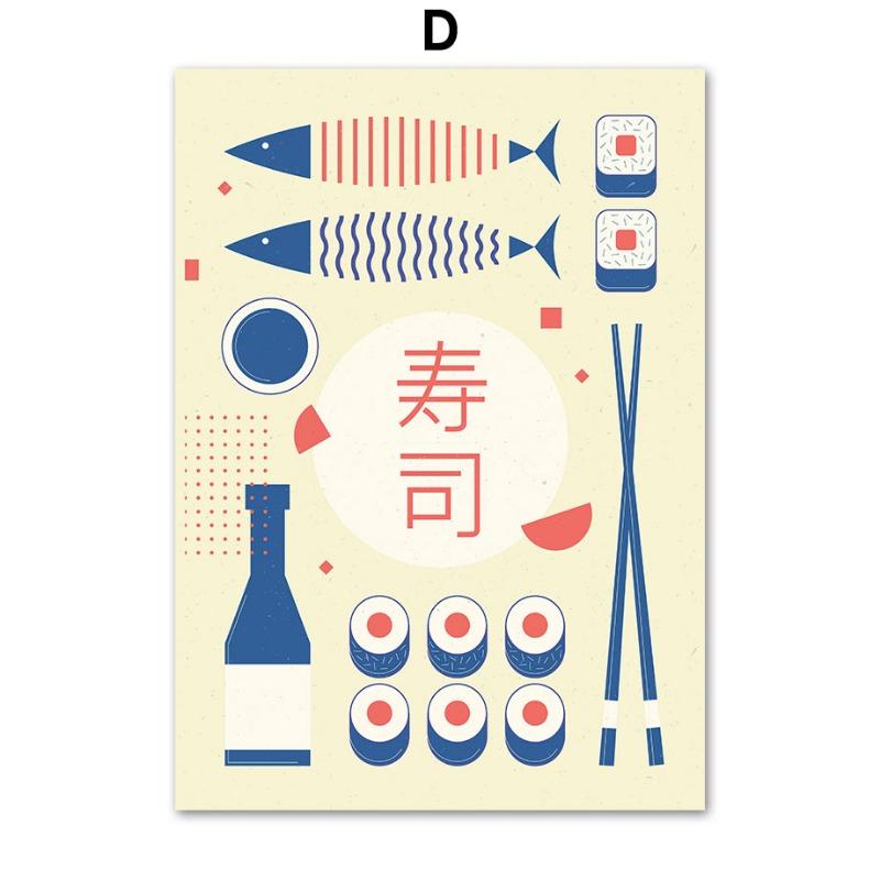 Ramen with Egg Japanese Sushi Shochu Food Wall Art Canvas Painting Nordic Posters Retro Kitchen Restaurant Wall Decor Picture