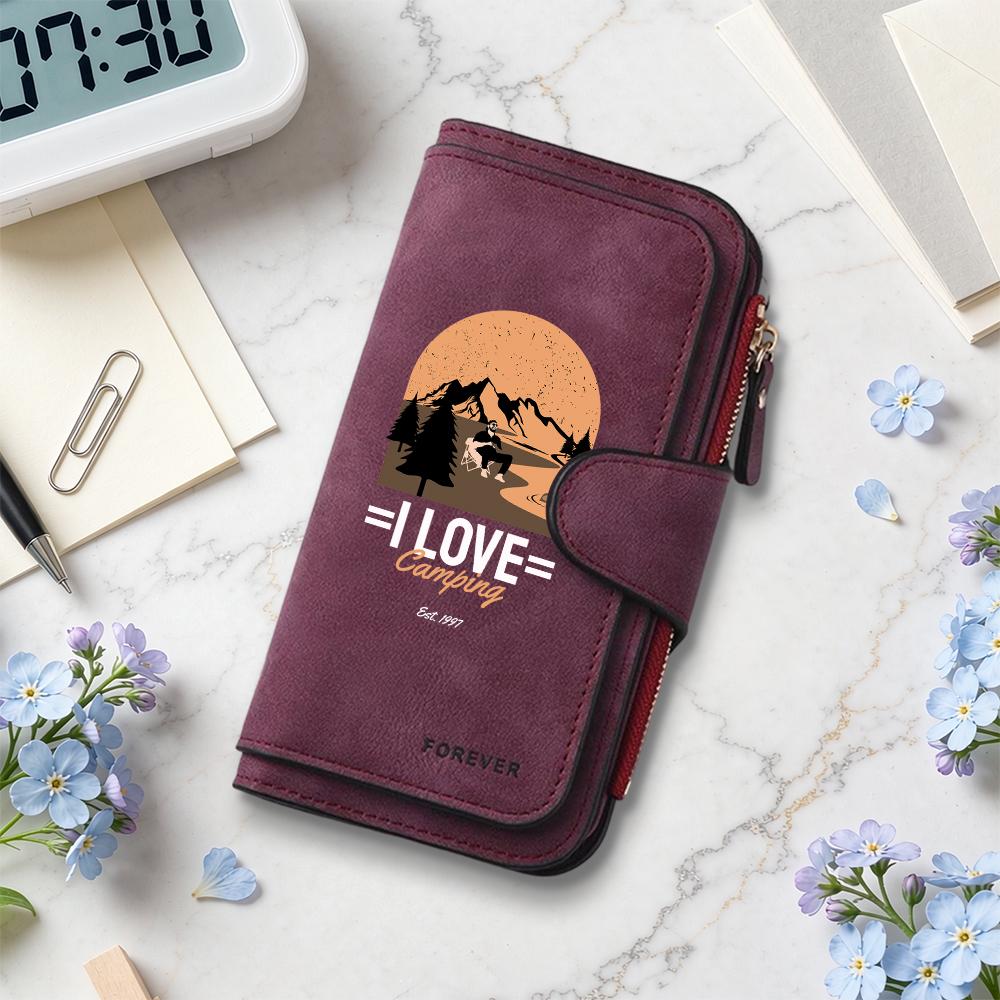 Fashion Camping Pattern Wallet Portable Durable Multi Card Slot Casual Purse