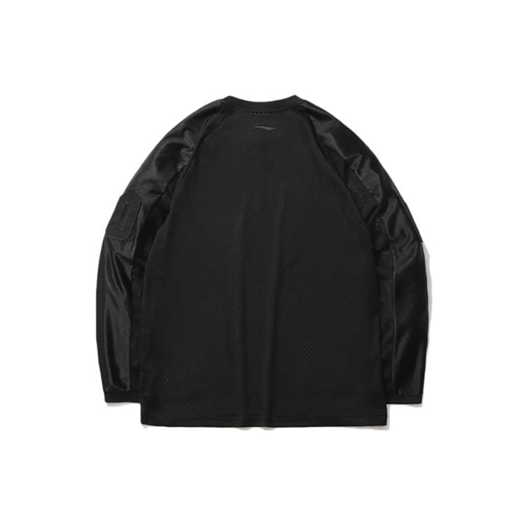 Li-Ning Embroidered Mesh Basketball Long Sleeve T-Shirt Men Tops Black ATLR005-1