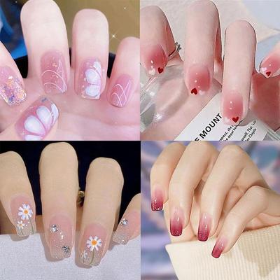 14Tips Fashion Gradient Nail Sticker Nail Art Stickers Wraps Full Making French Simple Self-Adh U1Y3