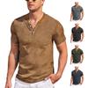 Men's Buttoned Henry T-shirt Foreign Trade Outdoor Sports Casual Top V-neck Short Sleeved Shirt