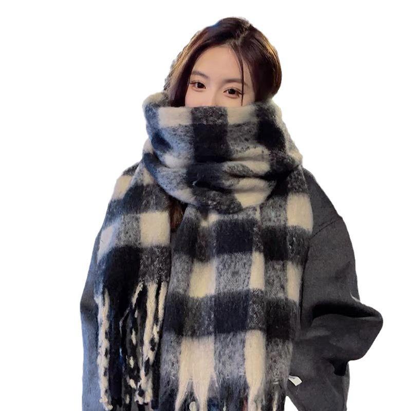 Premium shawl autumn and winter new Maillard imitation cashmere plaid scarf women's thickened warm versatile scarf