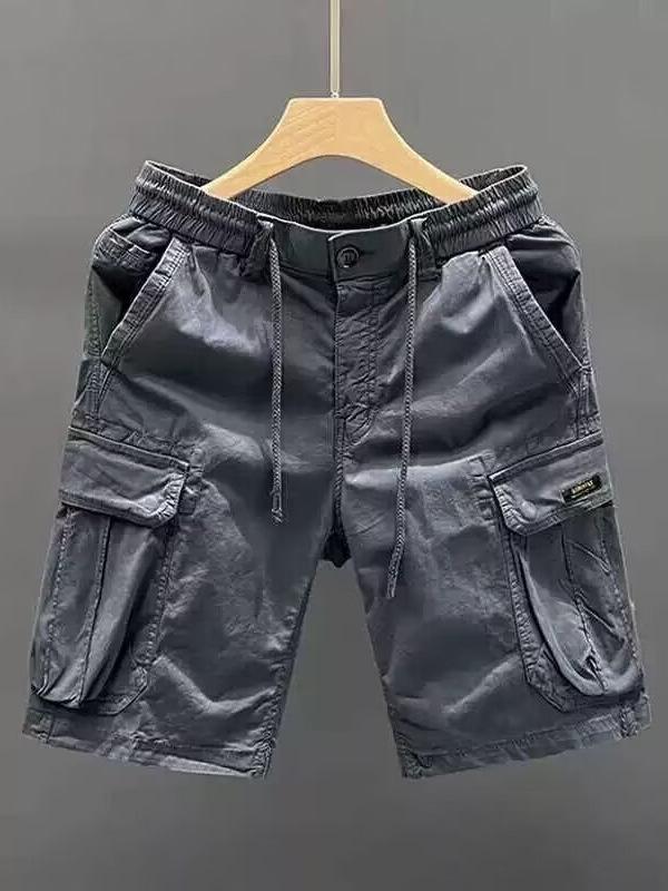 Pánske khaki americké retro viacvreckové šortky cargo - tenká bavlna, letný vrchný odev
