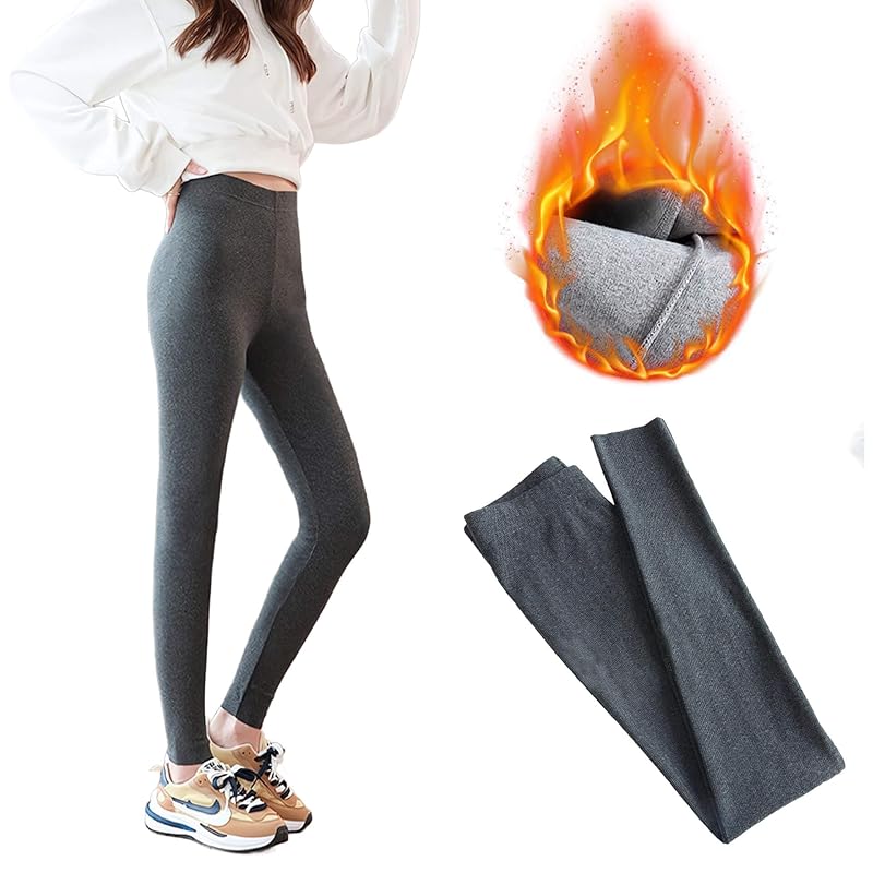 

[Haru fourfivesix] Fleece lining leggings ladies Heat retention Cold protection winter spats bottoms Was it warm pants 9/4 length high waist stretch