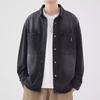 Men's American Retro Large Size Washed Denim Long Sleeve Shirt