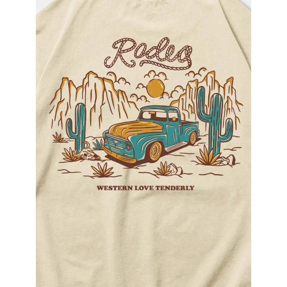 Rodeg Western Love Tenderly Romantic Desert Men T Shirt Fashion Cotton T-Shirts Oversized Streetwear Summer Breathable Tops
