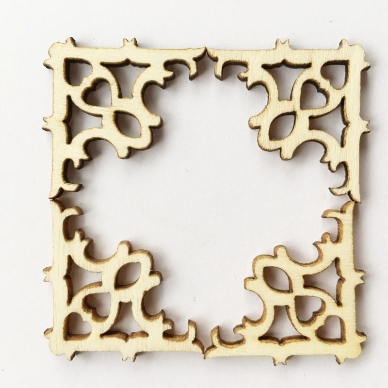28*28mm Wooden 50Pcs Ornament Book Corner Protector Album Corner DIY Crafts Scrapbook Wood Slices Home Decoration Box Book