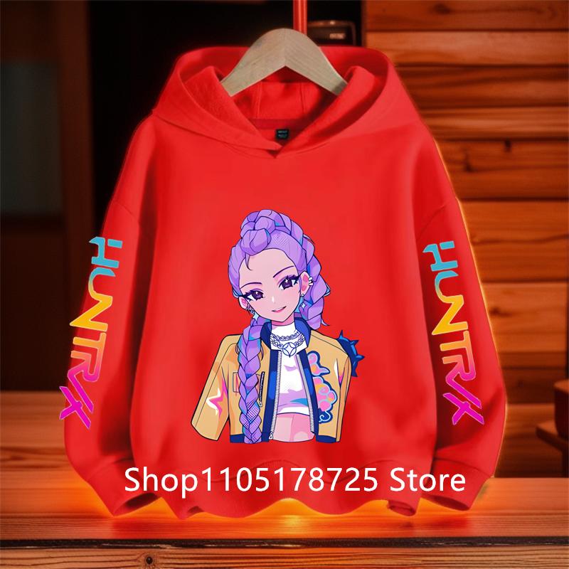 New KPop Demon Hunter Cartoon Girls Boys Hoodies Children's Korean Wave Print Fashion Casual Tops Casual Girls Clothing Warm