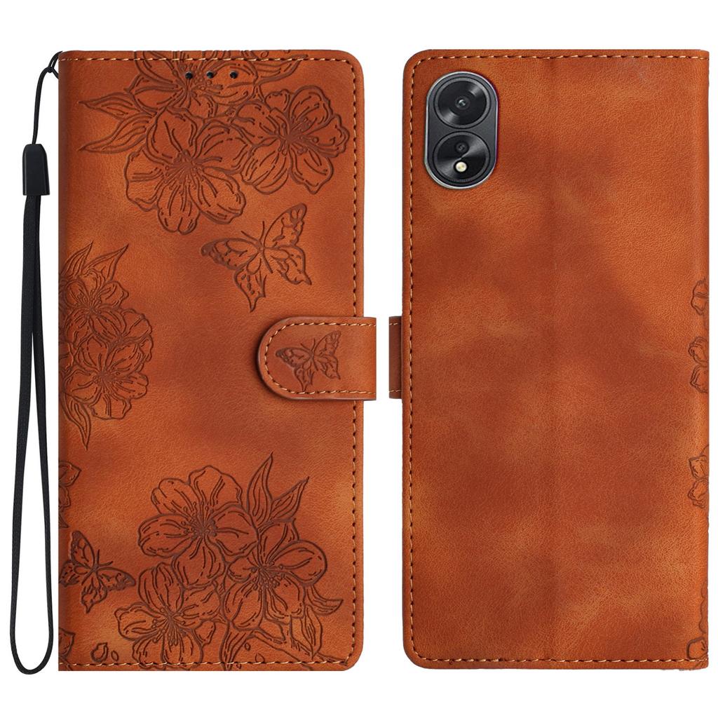 For Oppo A38 4G/A18 4G Case PU Leather Phone Cover Butterfly Flower Card Slot Holder Stand