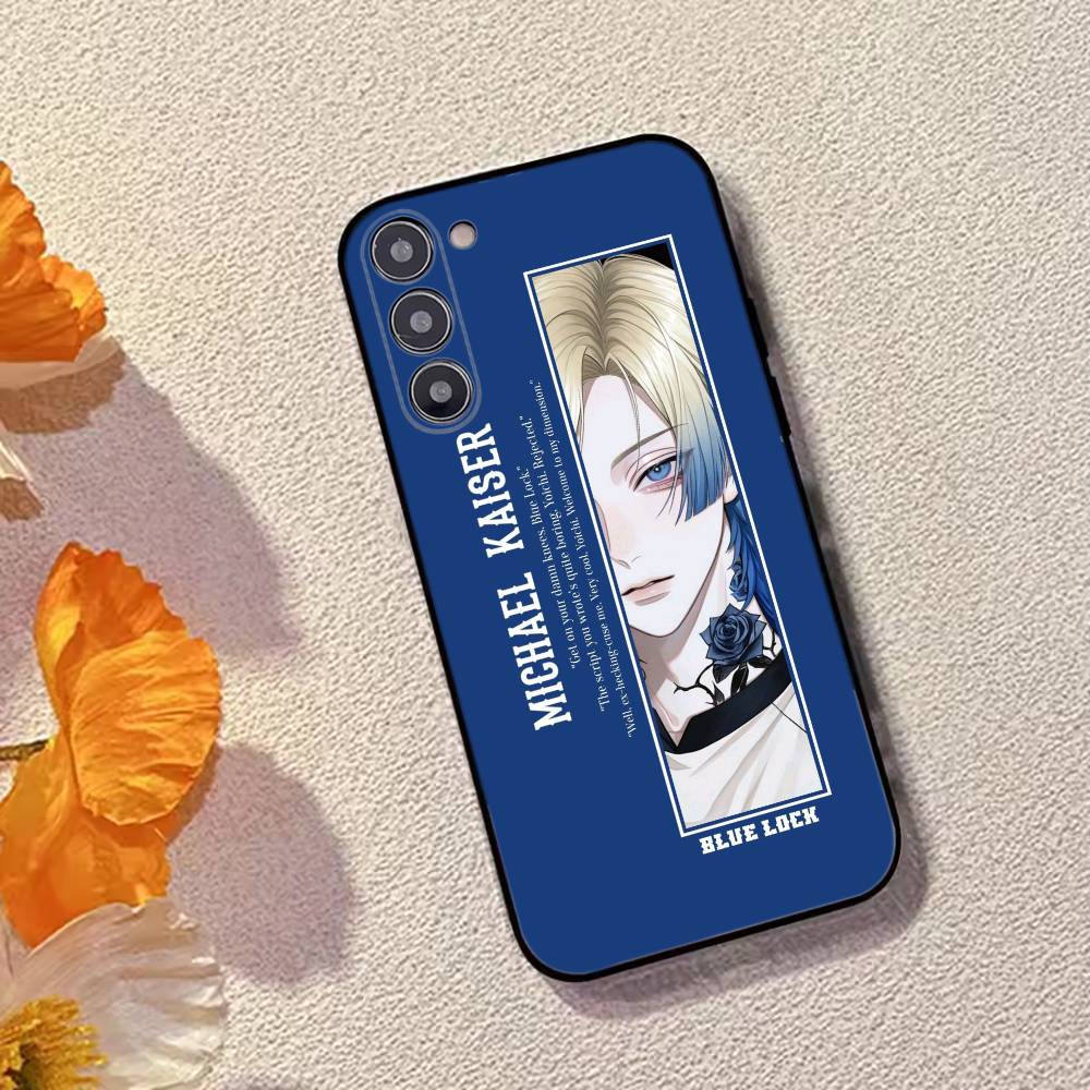 Anime B-Blue L-Lock Phone Case For Samsung Galaxy A73,A72,A71,A70,A53,A52,A51,Soft Silicone Black Cover