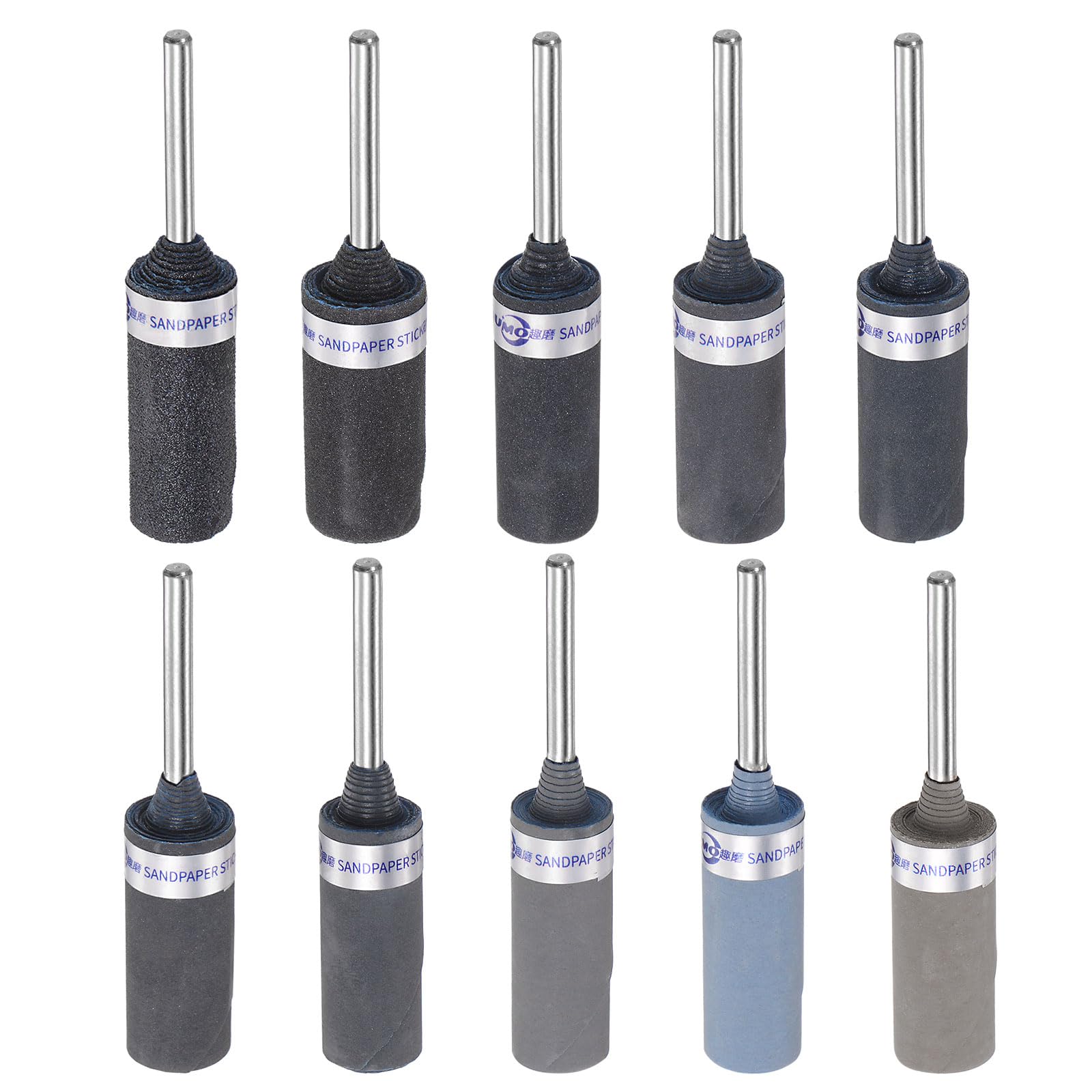 

uxcell Abrasive Sandpaper Roll Sanding Drum Cylinder Grinding Head for and Metal Polishing 10-Piece Kit, 180-7000 Grit, 2.35mm Shank, Sleeve,