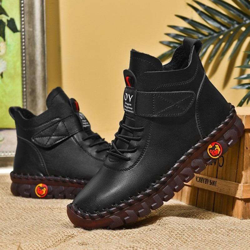 New Women's Shoes Fashion Versatile Velcro Mother Cotton Boots Velvet Warm Martin Boots
