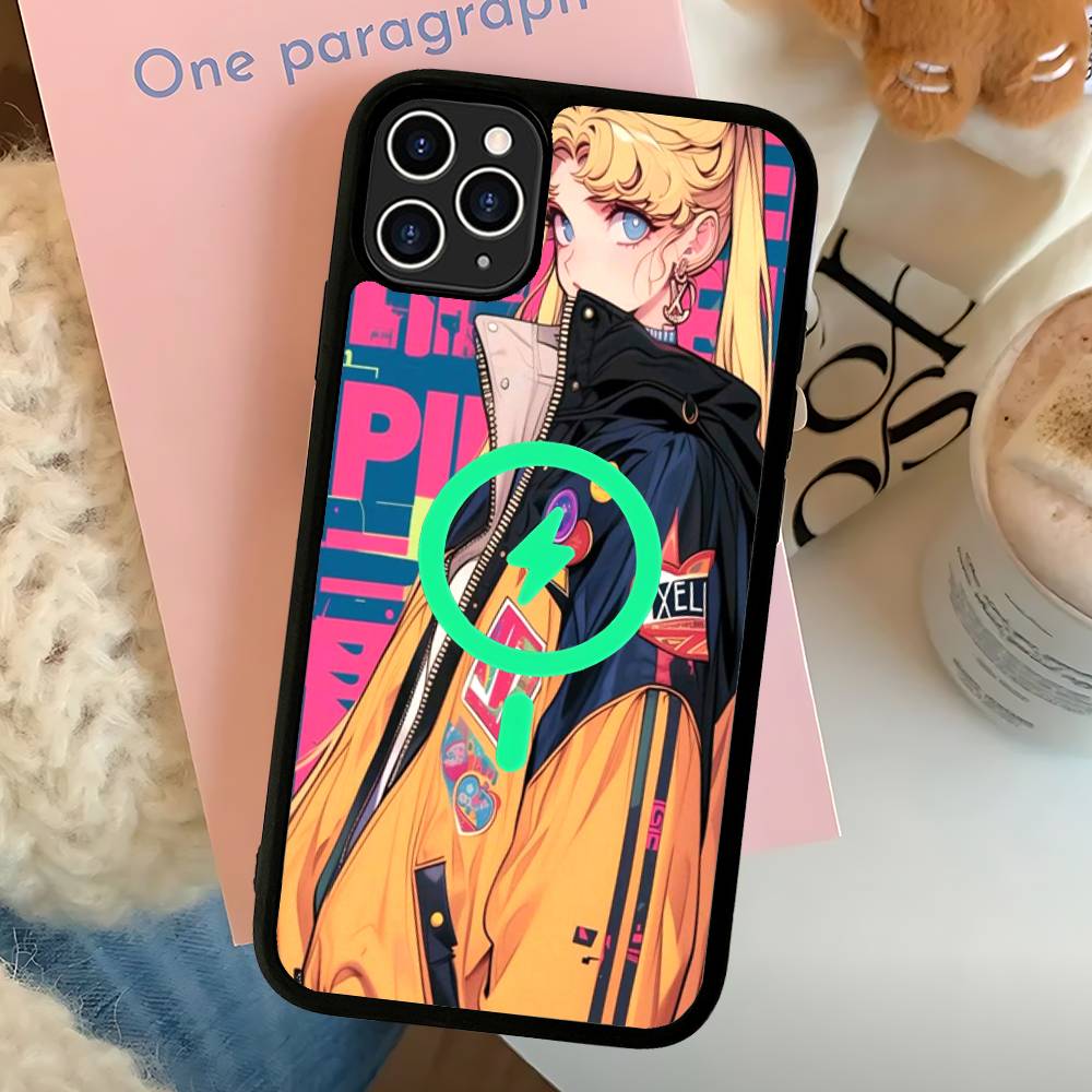 S-Sailors Anime Moon Magnetic Phone Case For IPhone 16 15 14 13 12 11 17 Pro Max Plus Wireless Charge Cover