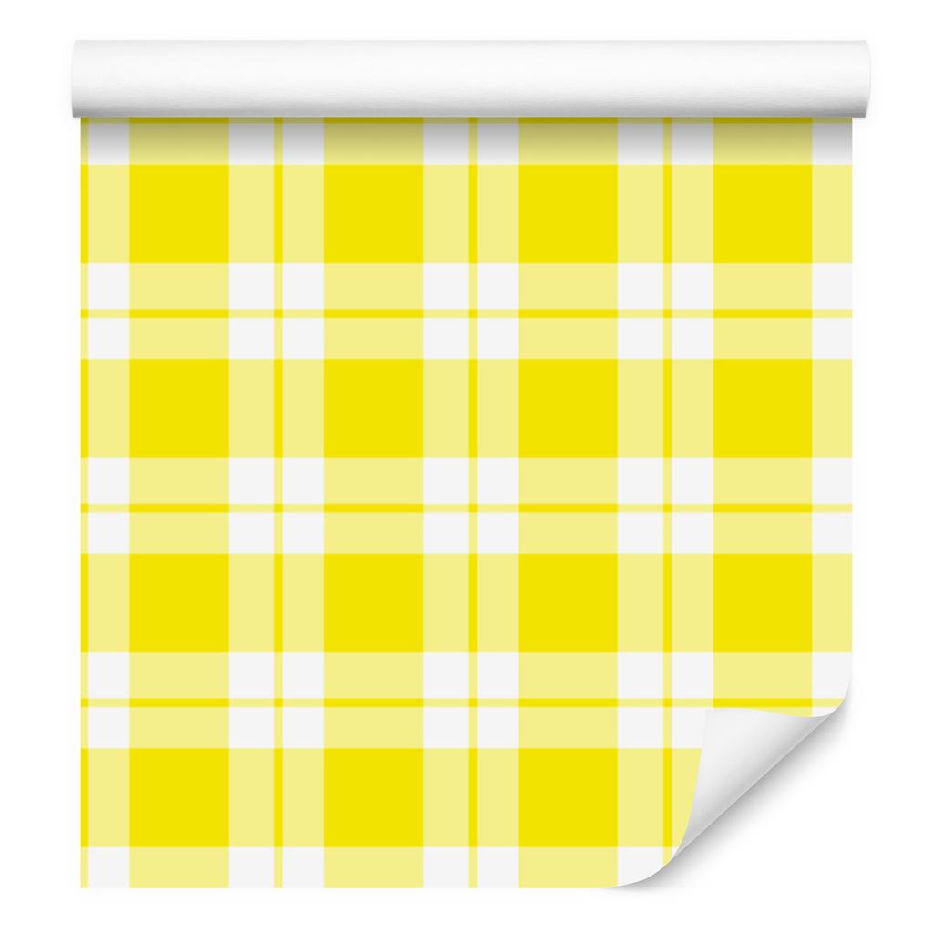 Yellow Checkered Wallpaper Cream, Yellow and White for Living Room and Bedroom 50x1000