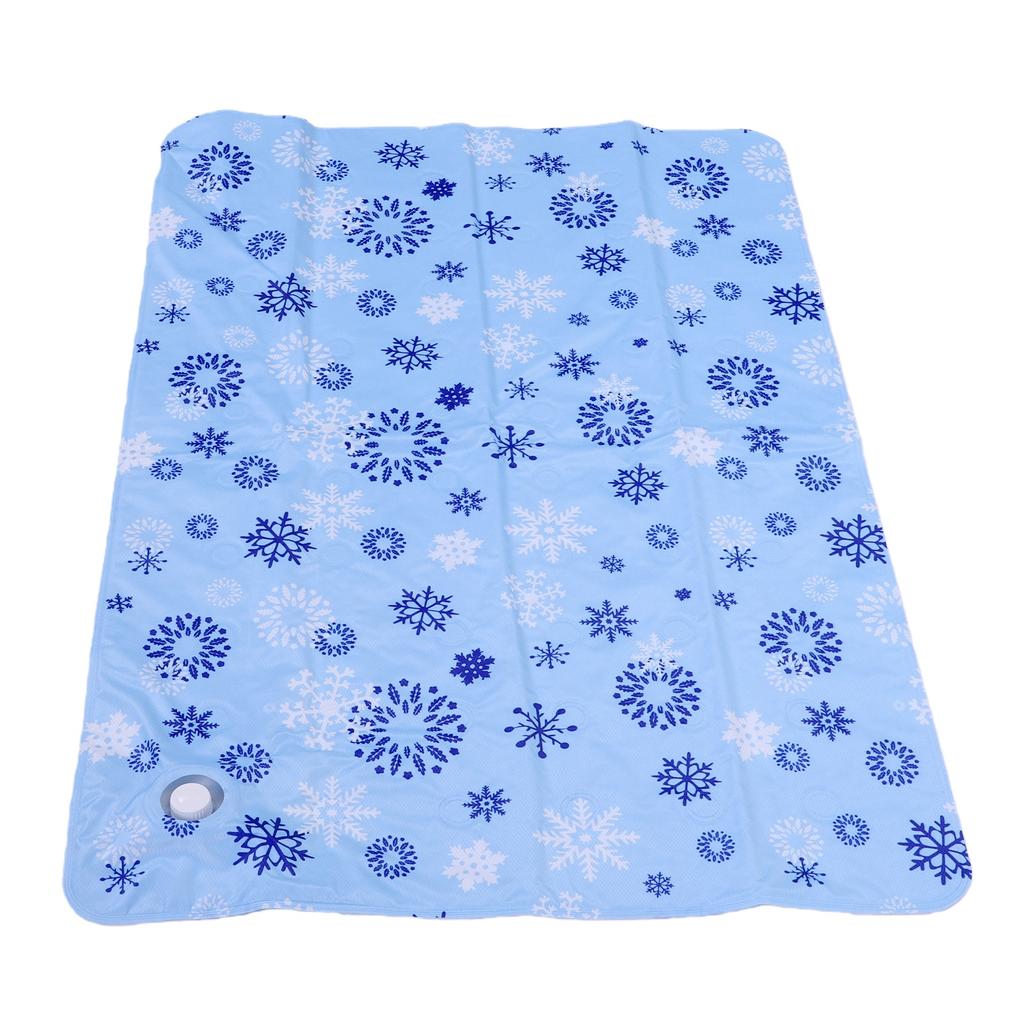 Pet Cooling Pad Reusable Water Filled Summer Heat Dissipation Mat for Dogs Cats 60x90cm Sky Blue Snowflake Pattern