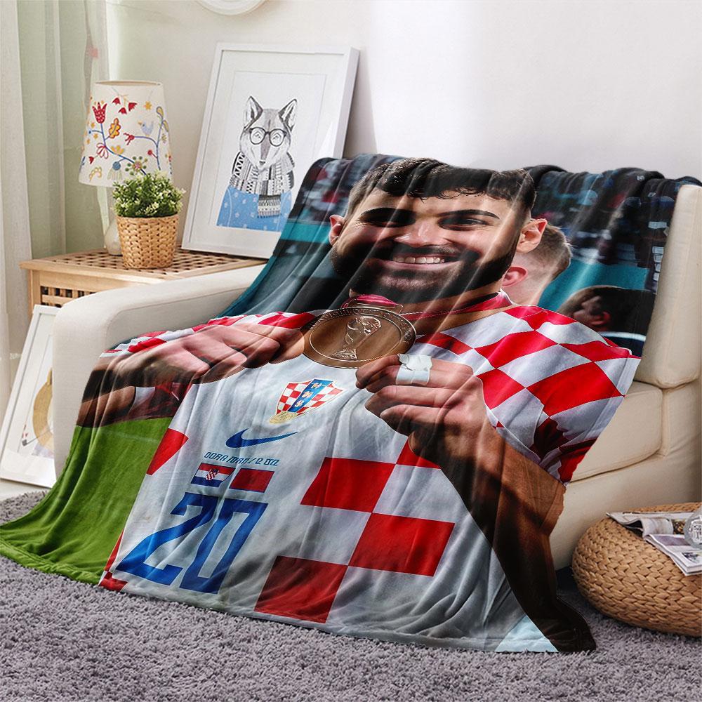 Josko Gvardiol Printed Flannel Blanket, Soft Throw for Bedroom Sofa, Washable, Fan Merchandise, Great Gift.