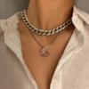 Accessoires, Einfache Diamantbesetzte Schmetterlings-Anhänger Halskette, Temperament Voller Diamanten Cubanische Kette Verstellbarer Artikel Schmuck