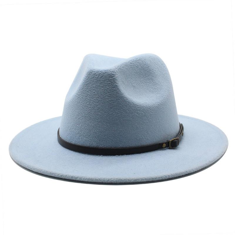 Vintage British Style Wool Felt Fedora Hat For Women With Wide Brim And Breathable Design